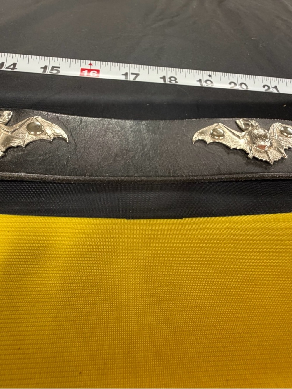 Vintage Black Silvertone Bat Concho  Belt Leather 40” long - Picture 7 of 11